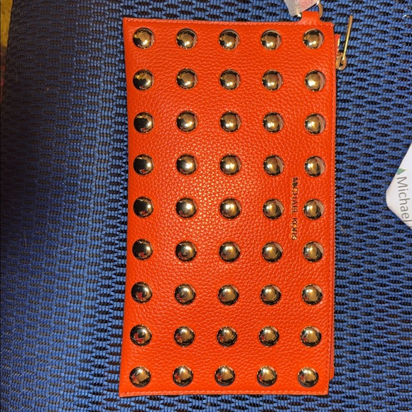 Michael Kors Orange Clutch with Gold Studs NWT - Picture 1 of 4